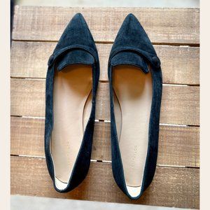 Ann Taylor Black Suede Pointed-Toe Flats